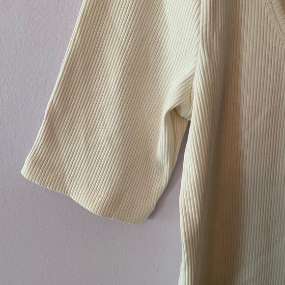 NWT Faherty Women's size XL White Freestyle Ribbed Knit Tee Scoop Neck Cotton - Picture 6 of 11